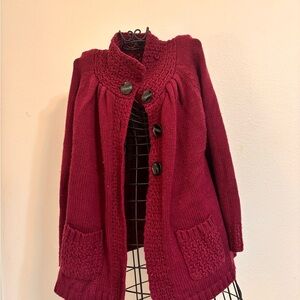 Purple Knit Cardigan with Button Details